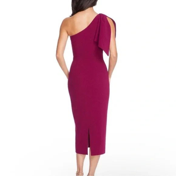 DRESS THE POPULATION Tiffany One-Shoulder Maroon Dark Magenta Dress Size S NWT - Picture 3 of 11
